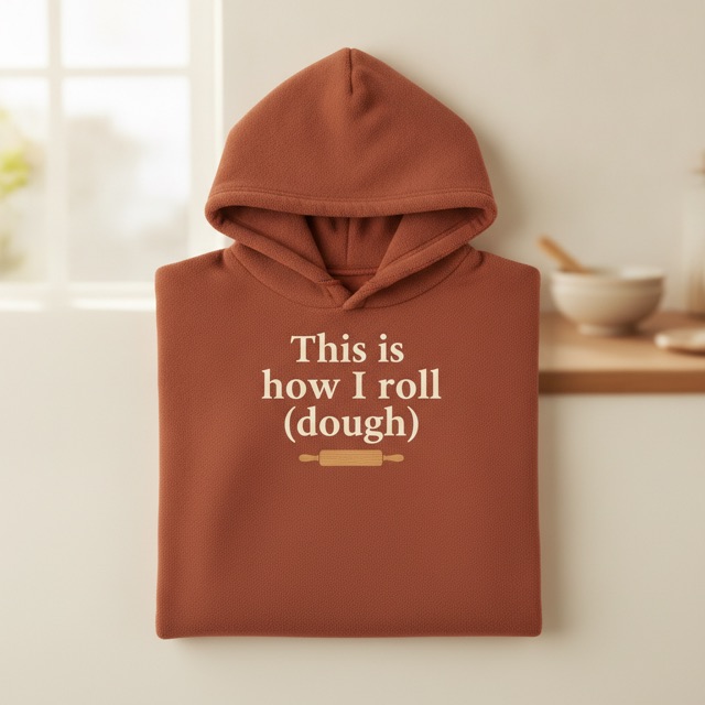 Rolling Pin Hoodie with “This is how I roll (dough)”