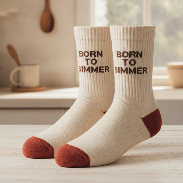 Born to Simmer Socks with “Born to simmer”